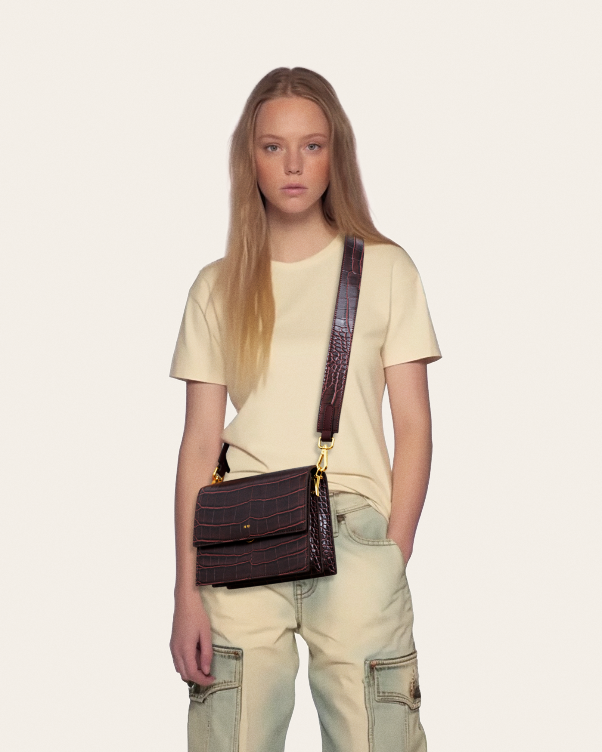 JW PEI Mini Flap Crossbody - Brown Croc