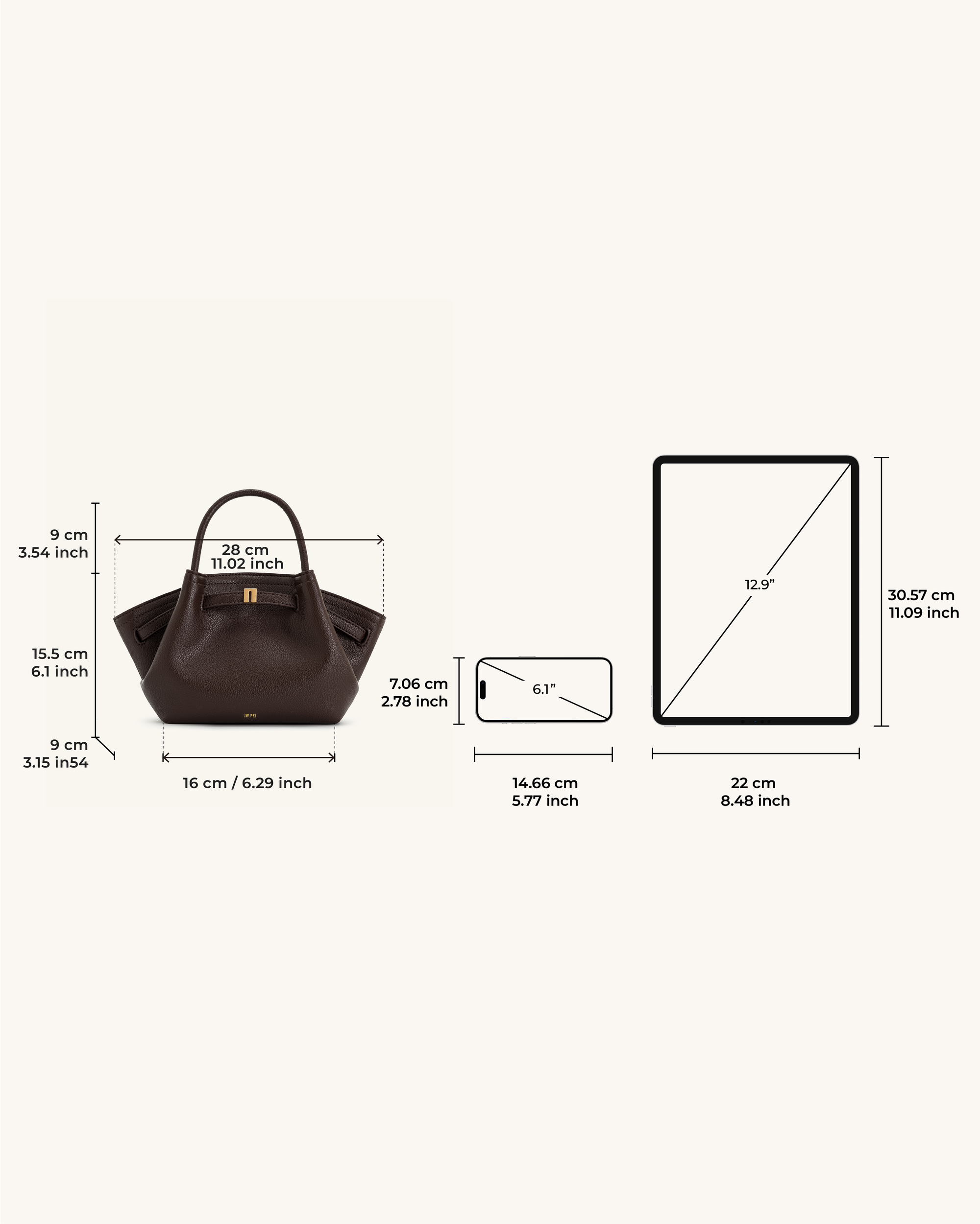 JW PEI Hana Mini Tote Bag - Dark Brown