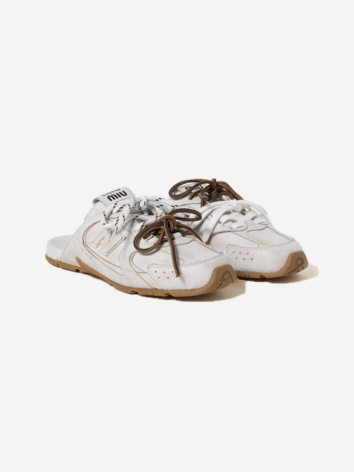 new balance x miu miu 530 sl deco calf leather mules