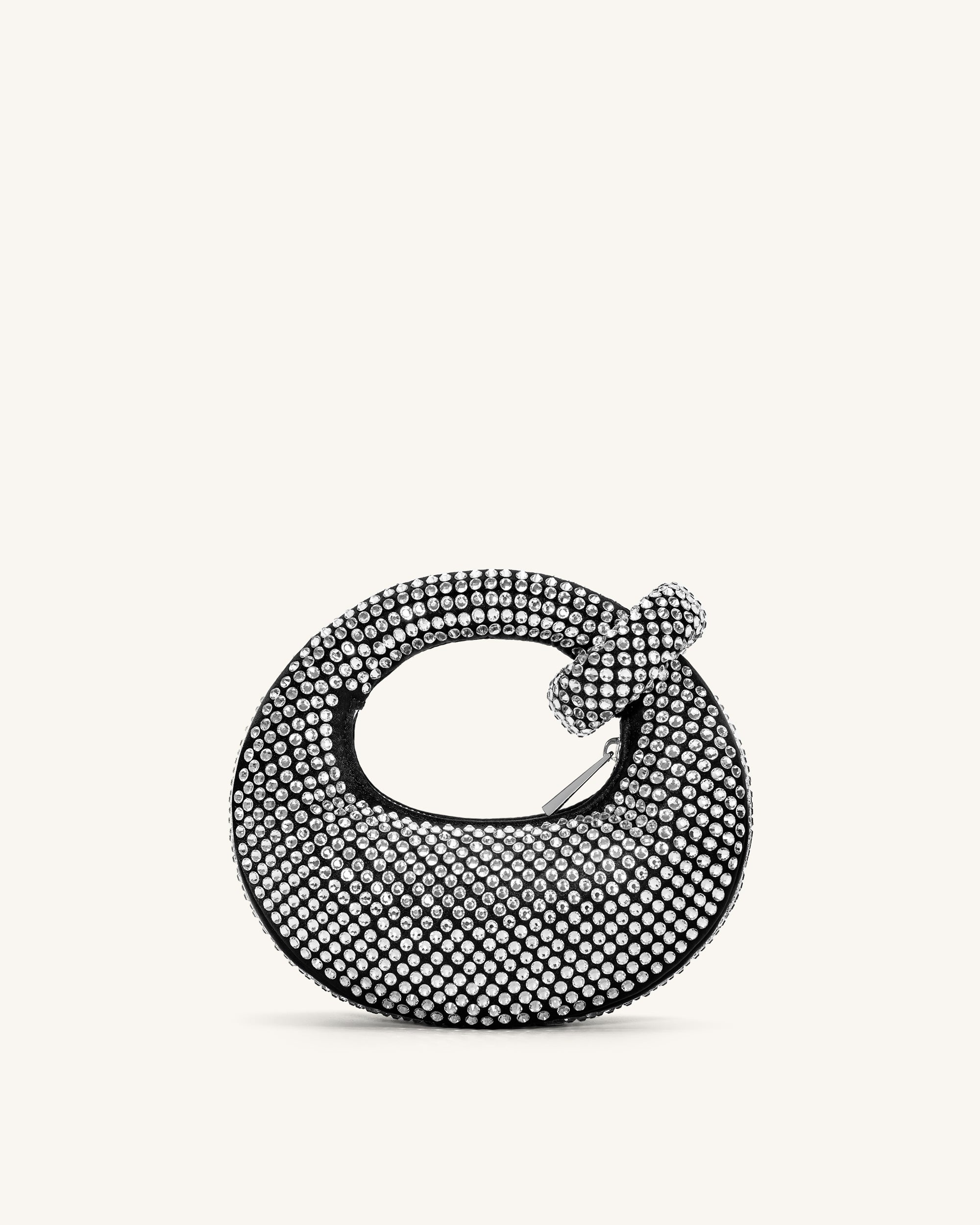 JW PEI Abacus Artificial Crystal Mini Top Handle Bag - Black