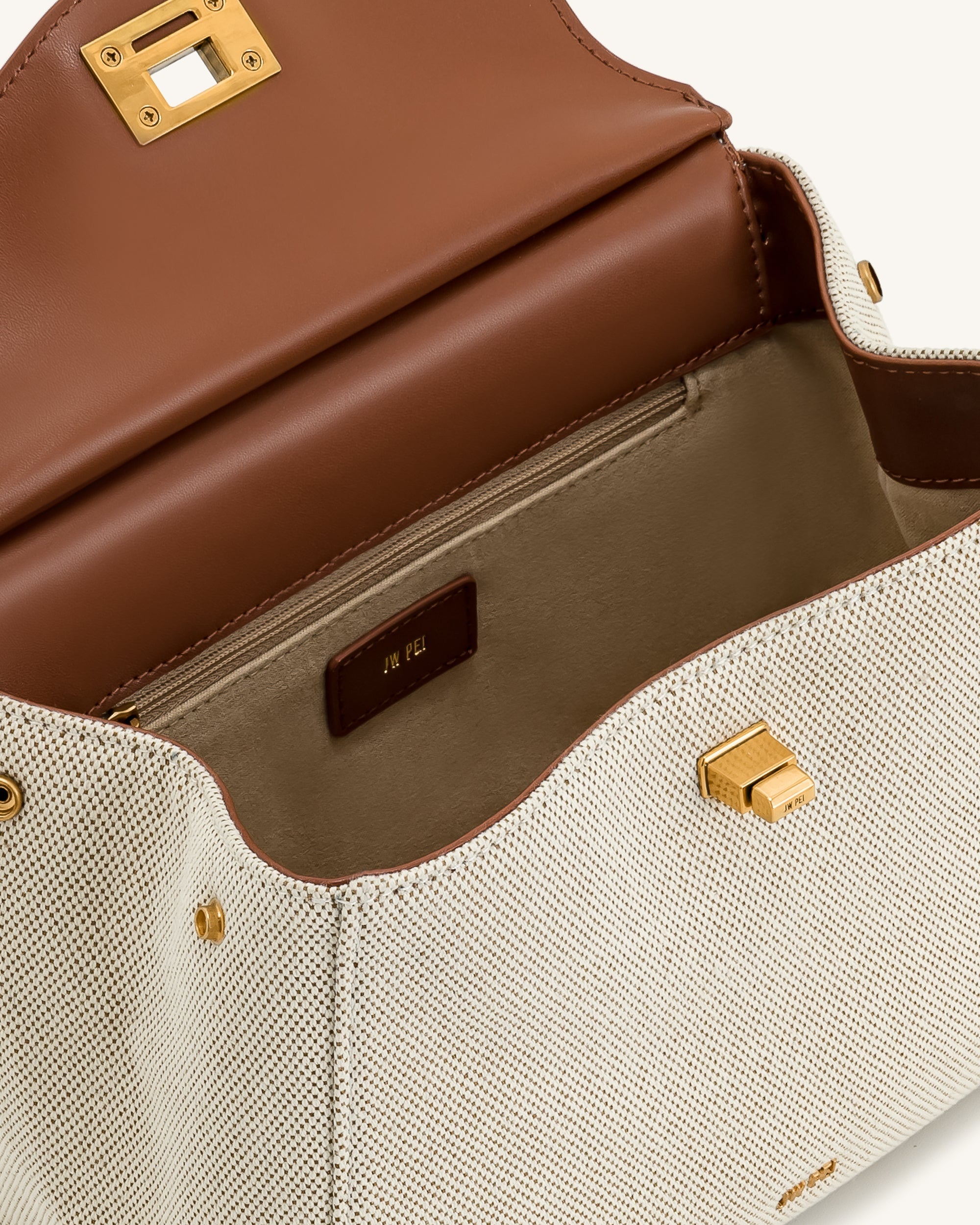 JW PEI Lucia Classic Top Handbag - Brown Canvas