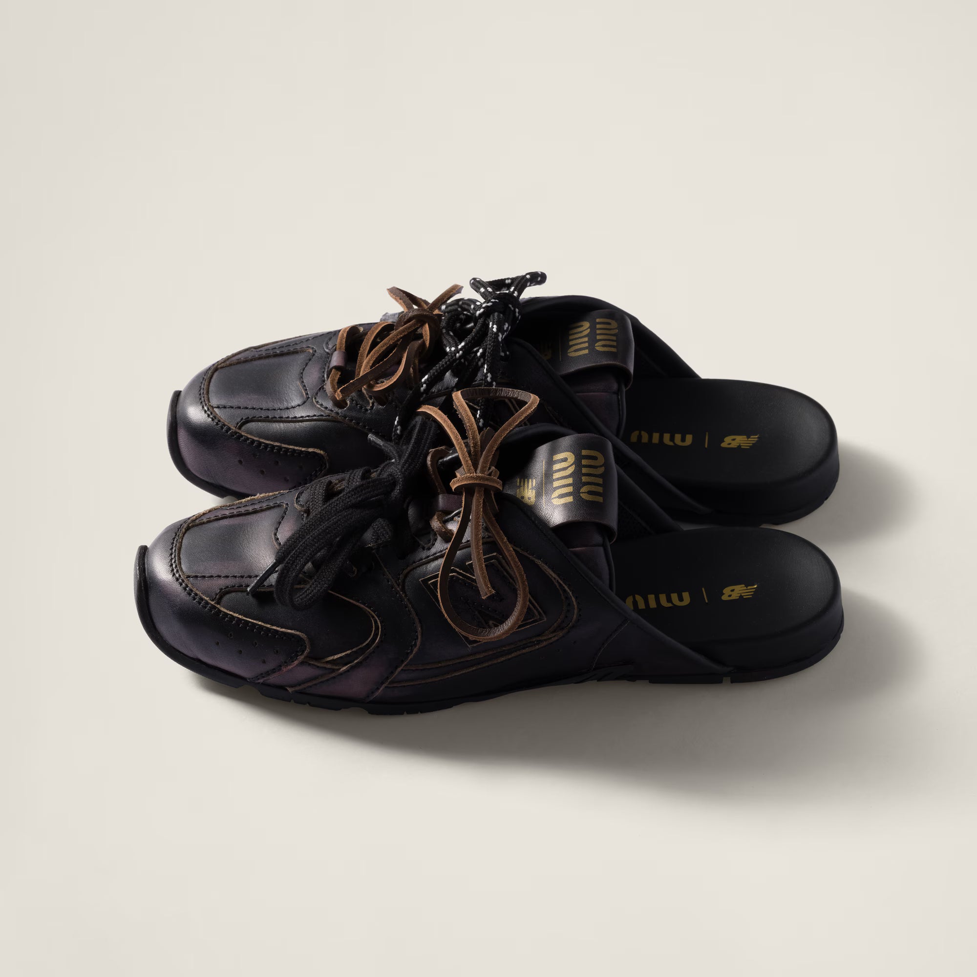 new balance x miu miu 530 sl deco calf leather mules
