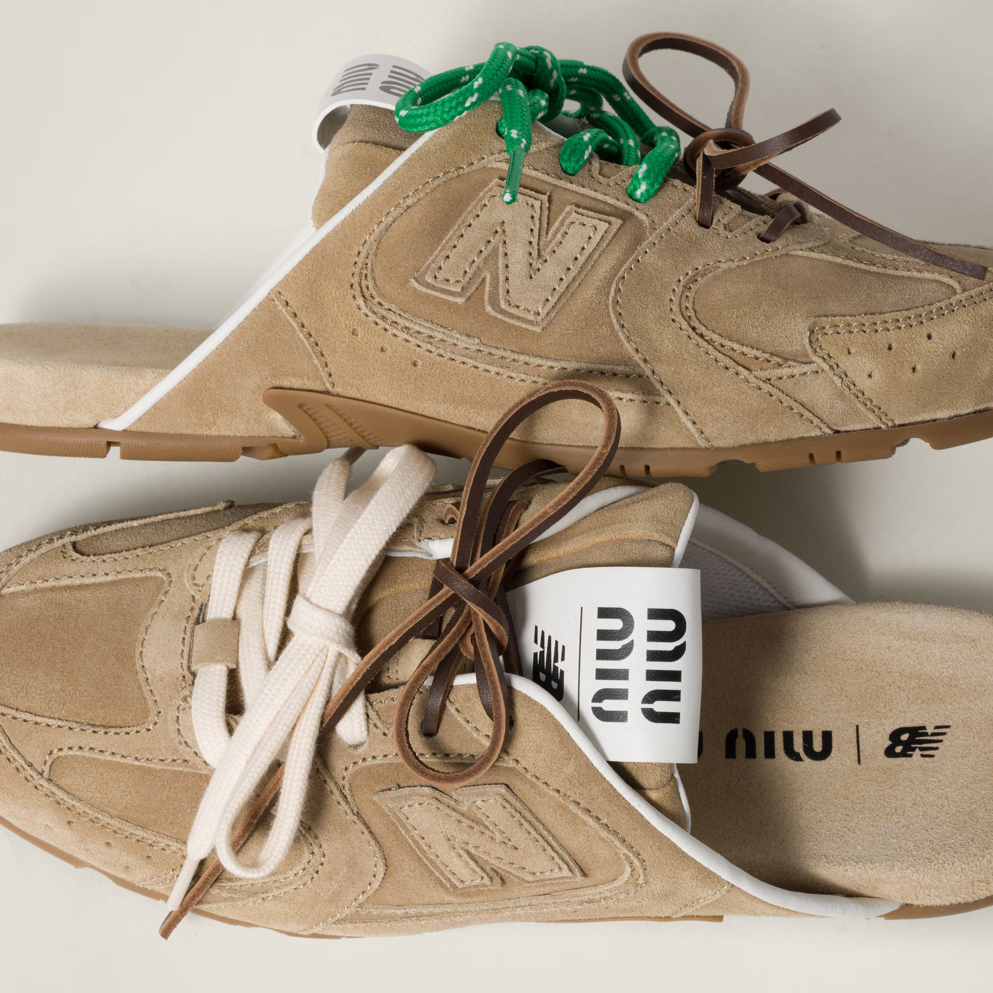 new balance x miu miu 530 sl faded suede mules