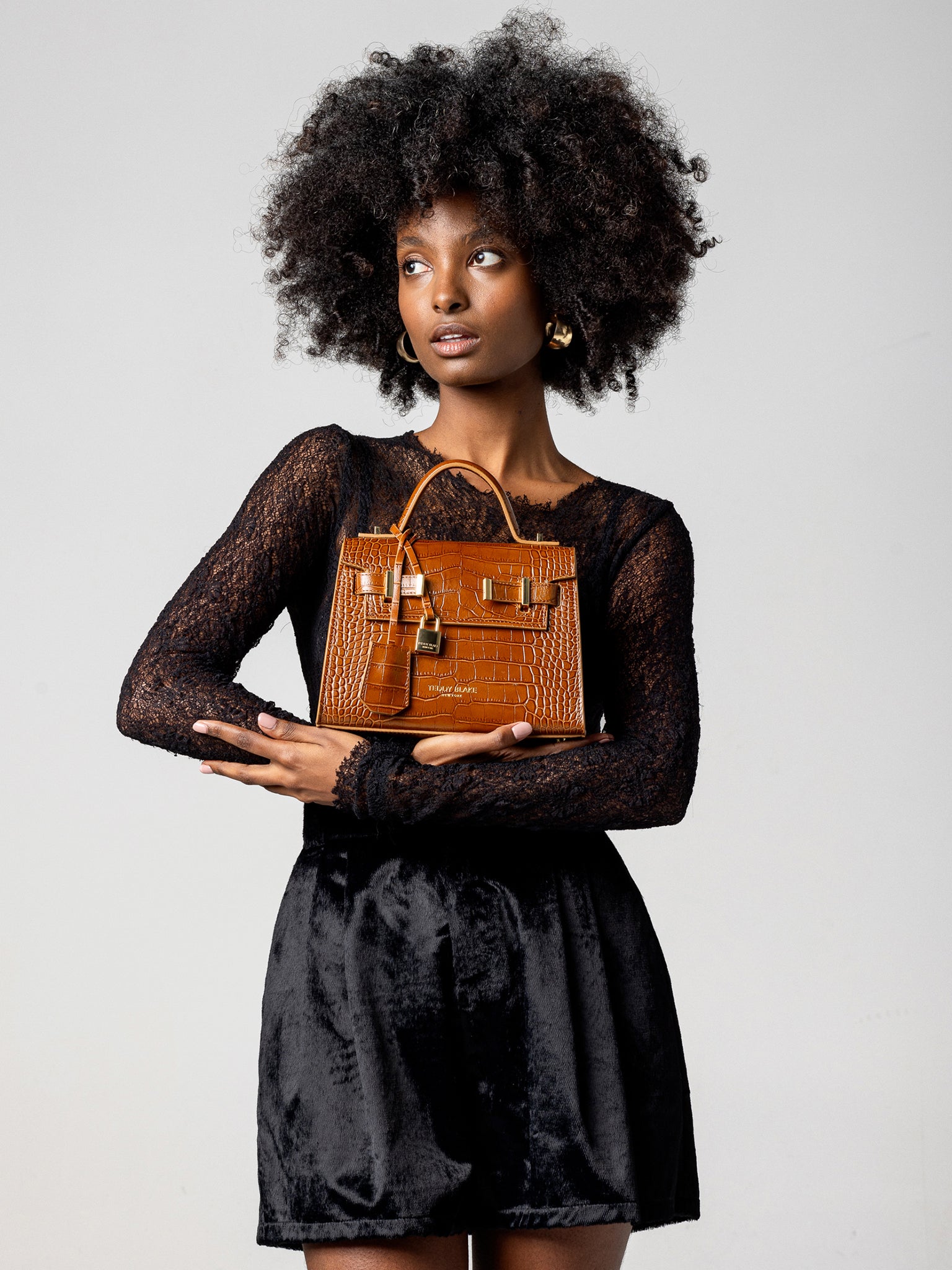 TEDDY BLAKE Ava Croco  9" - Camel Brown