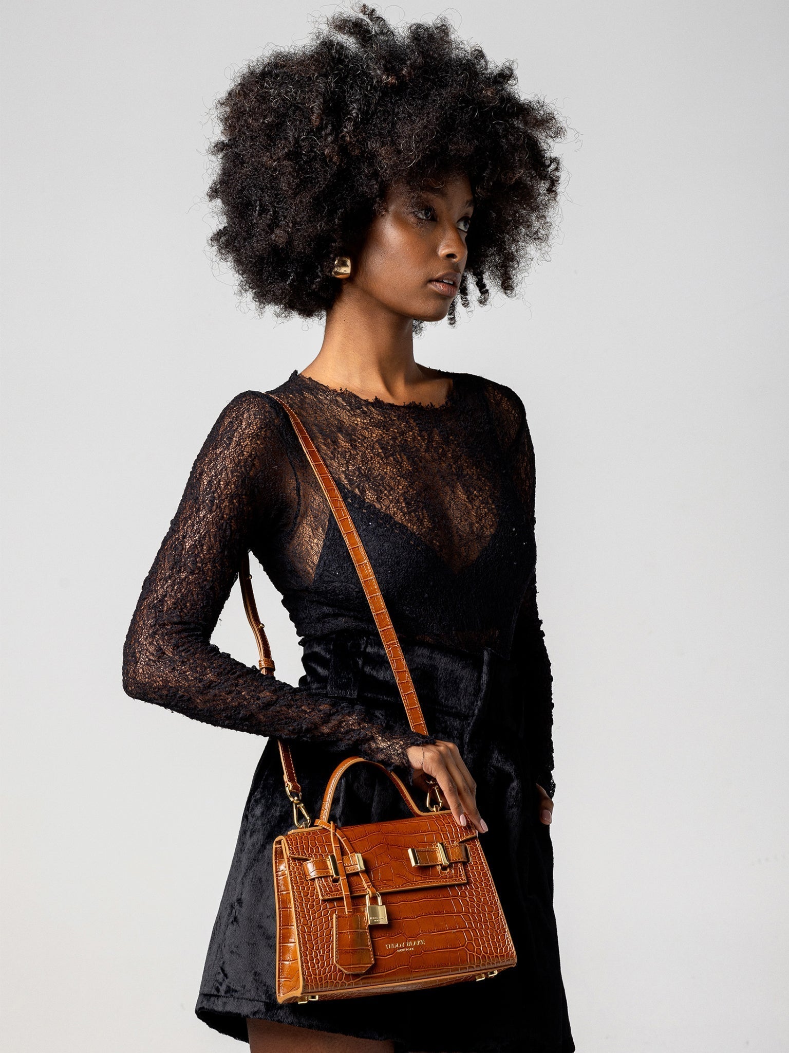 TEDDY BLAKE Ava Croco  9" - Camel Brown