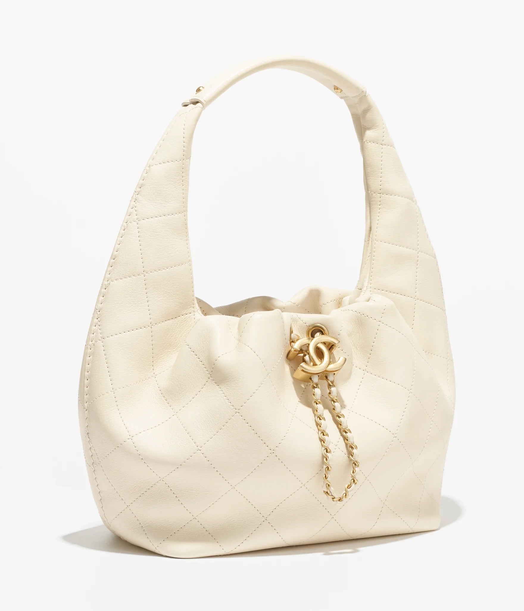 CHANEL Calfskin & Gold-Tone Metal  Light Beige