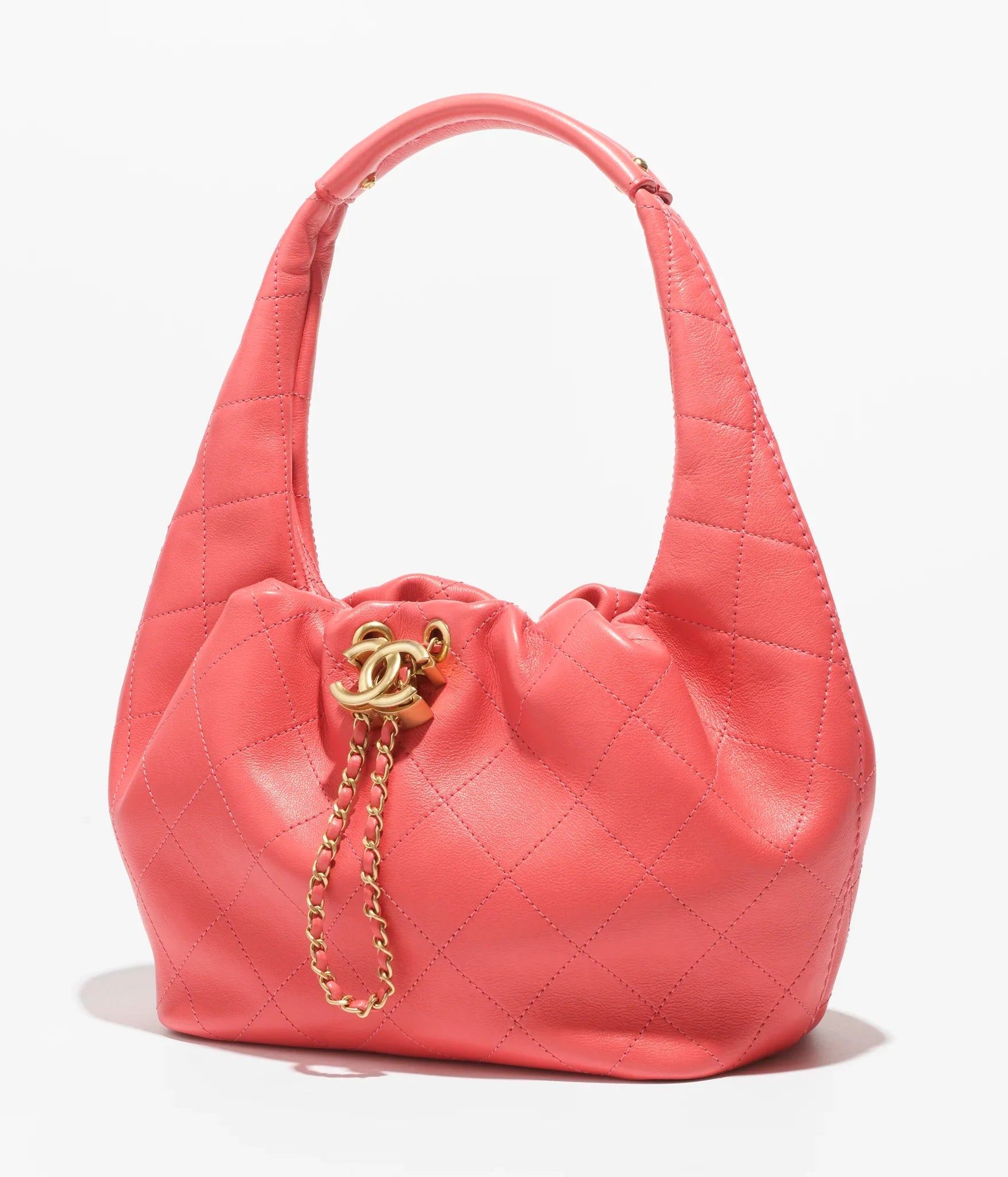 CHANEL Calfskin & Gold-Tone Metal  Coral