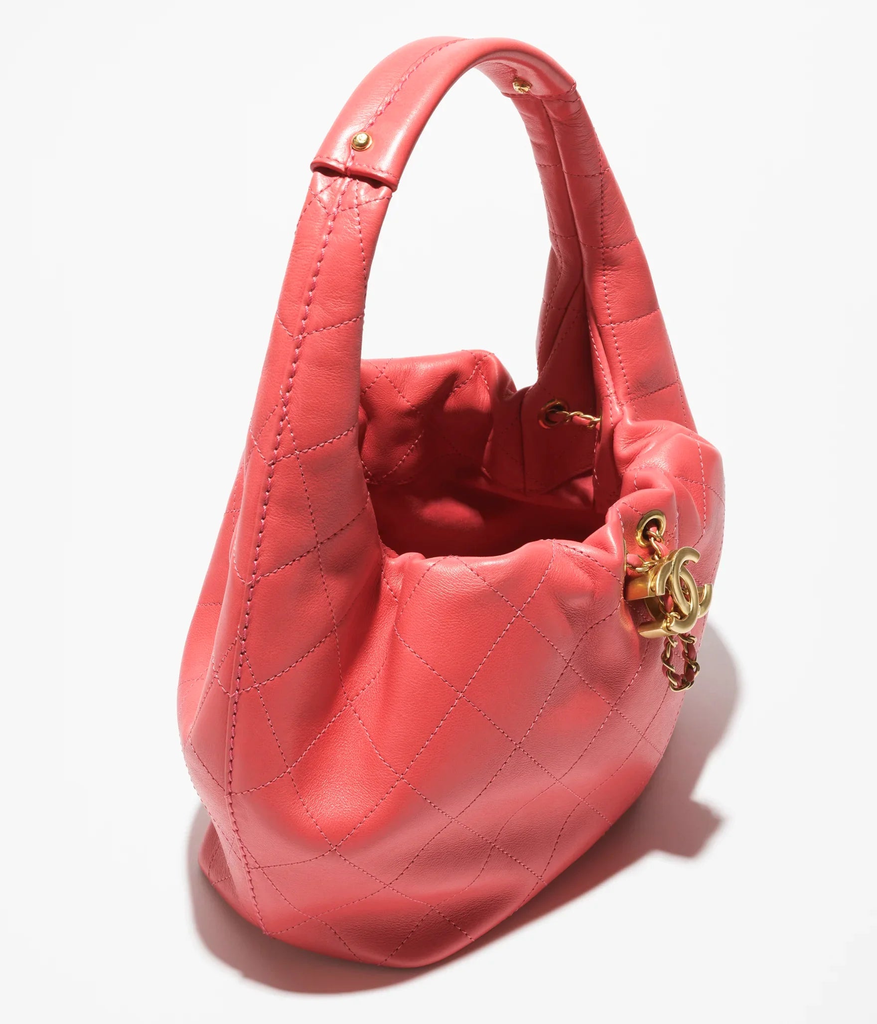 CHANEL Calfskin & Gold-Tone Metal  Coral