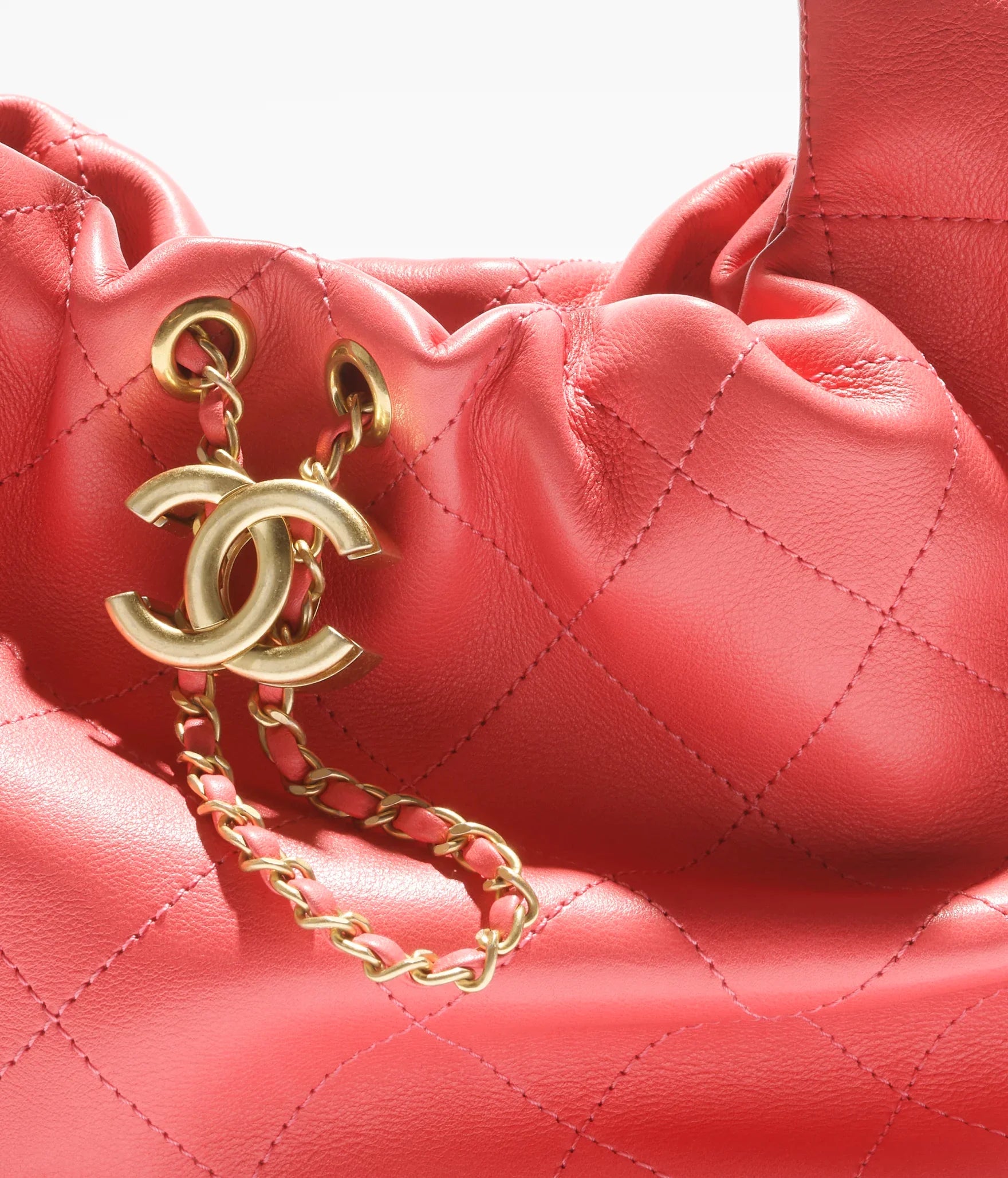 CHANEL Calfskin & Gold-Tone Metal  Coral