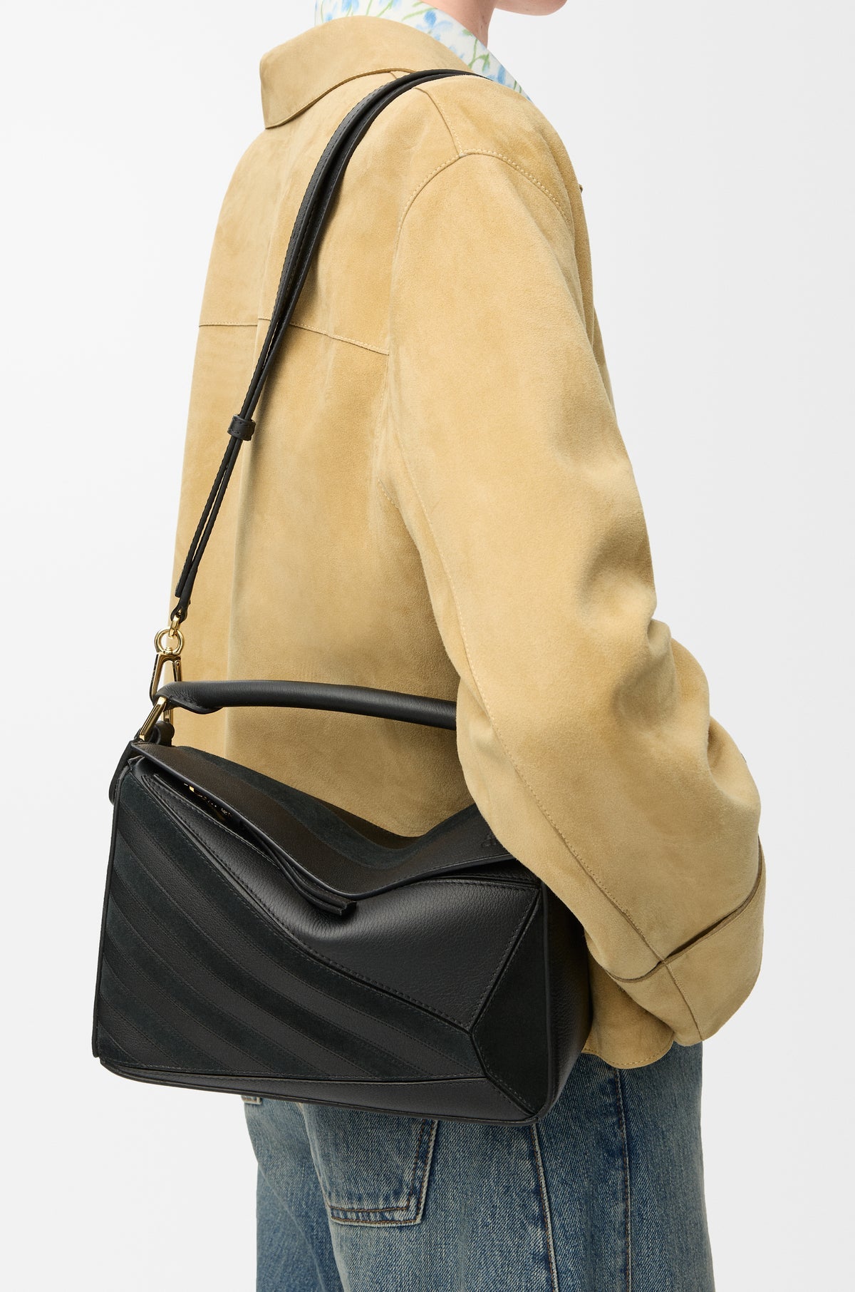 LOEWE Small Puzzle bag in classic calfskin and suede