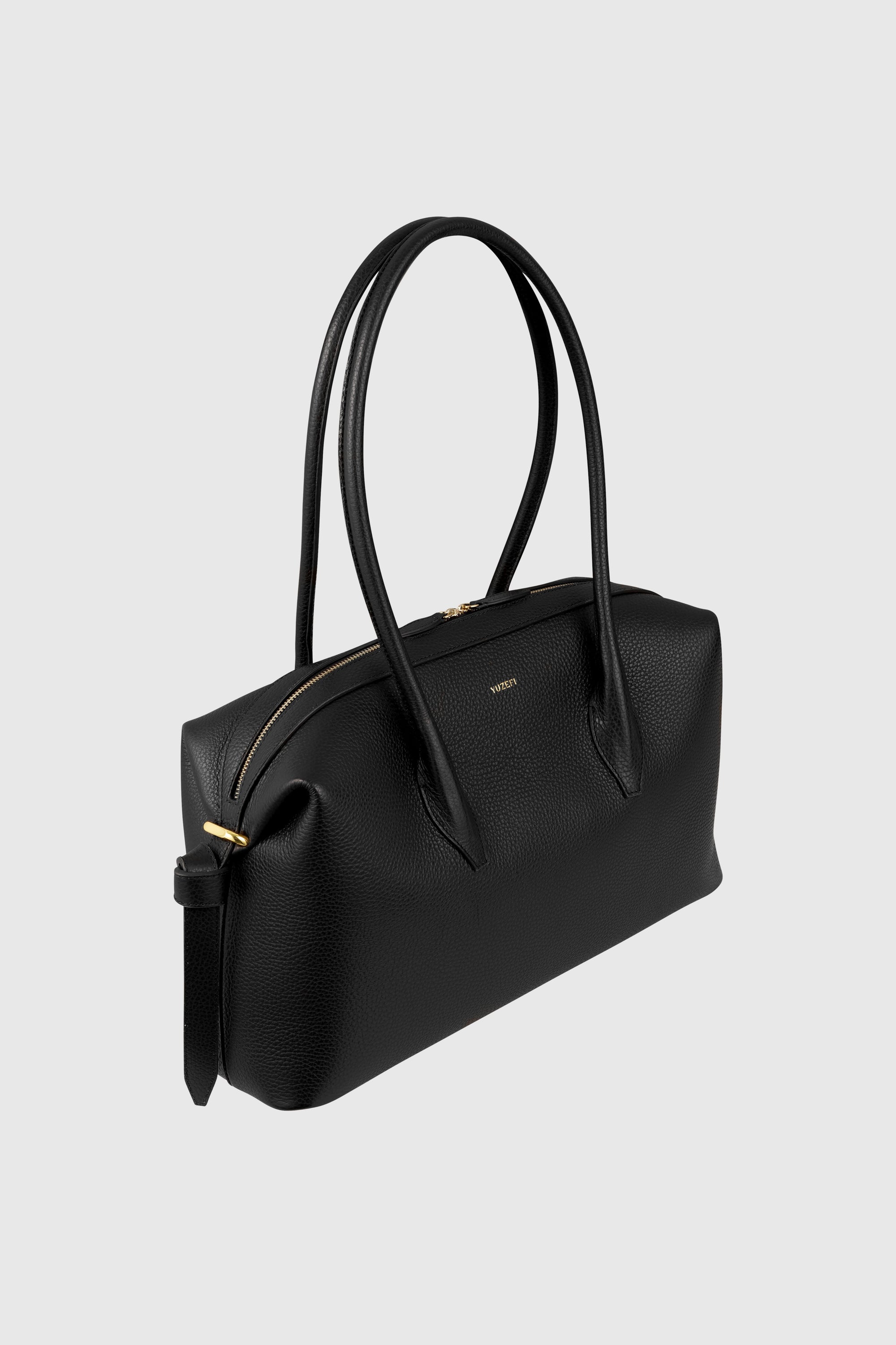 YUZEFI BRIOCHE DUFFLE - BLACK PEBBLE GRAINED LEATHER