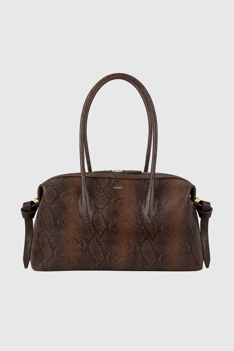 YUZEFI BRIOCHE DUFFLE	- EMBOSSED SNAKE COWHIDE LEATHER