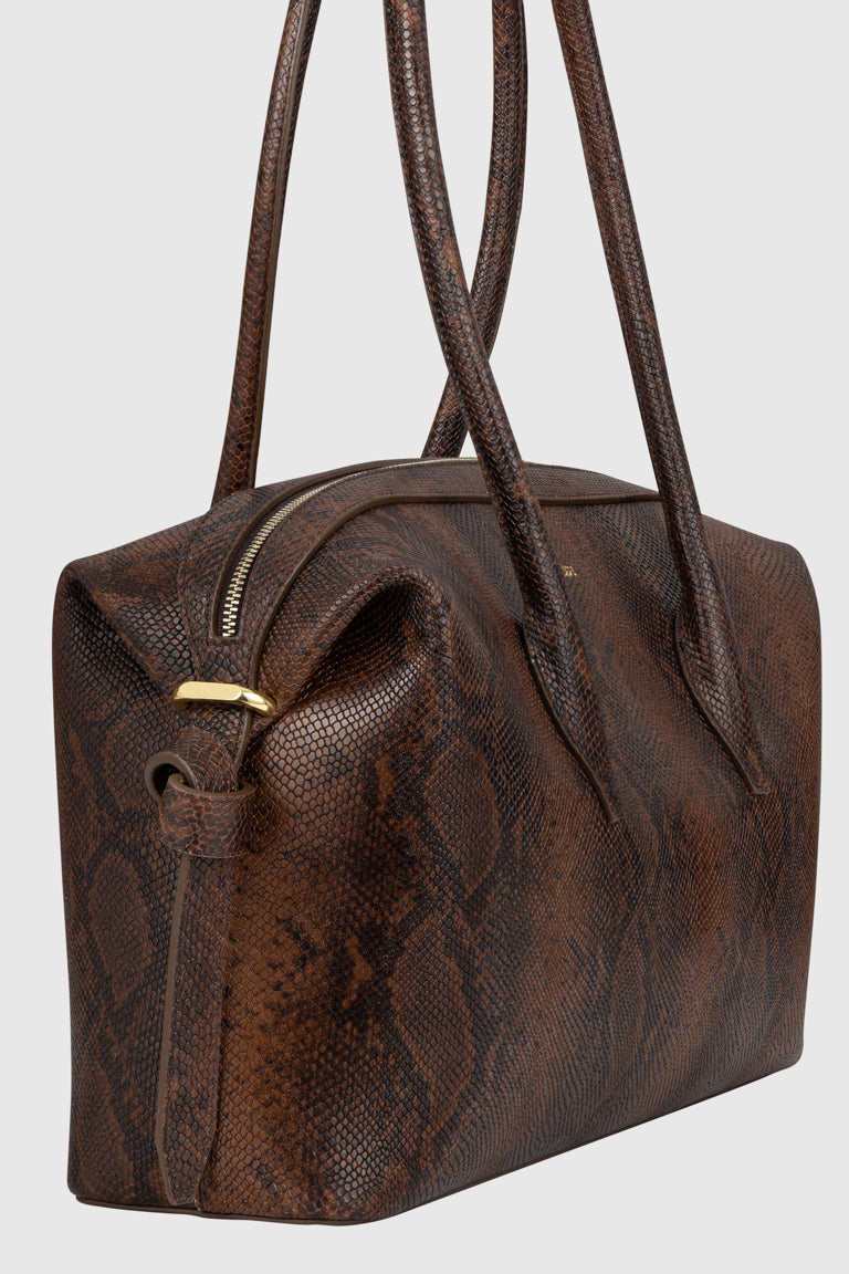 YUZEFI BRIOCHE DUFFLE	- EMBOSSED SNAKE COWHIDE LEATHER