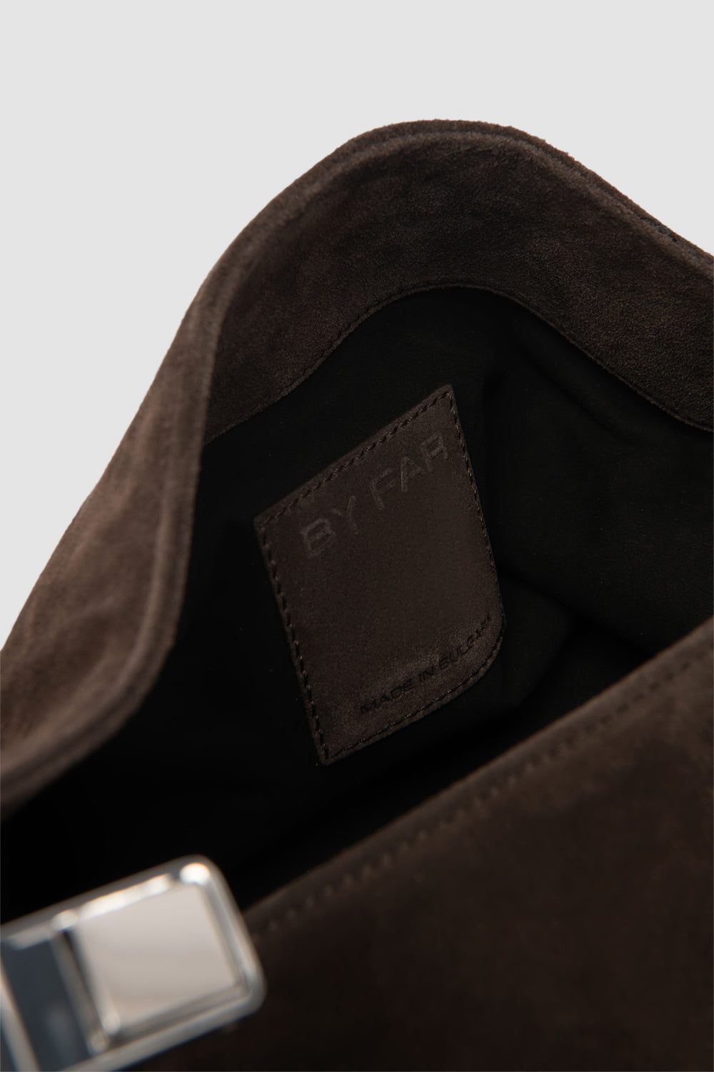 BY FAR Bea Ristretto Suede Leather Hobo Bag