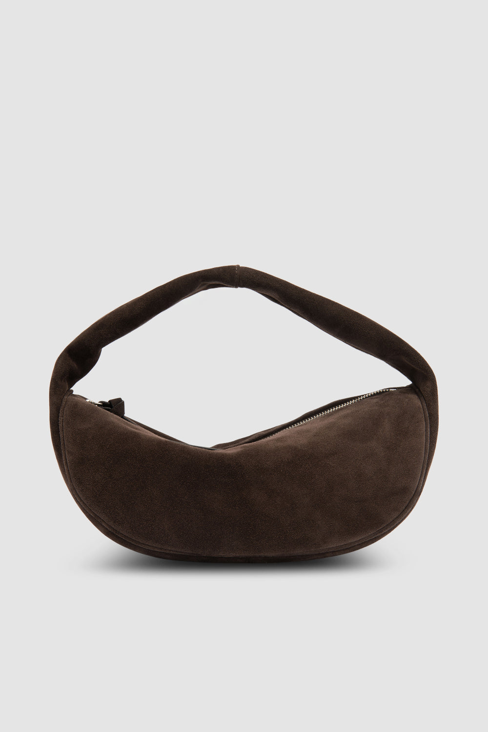 BY FAR Cush Ristretto Suede Leather Shoulder Bag