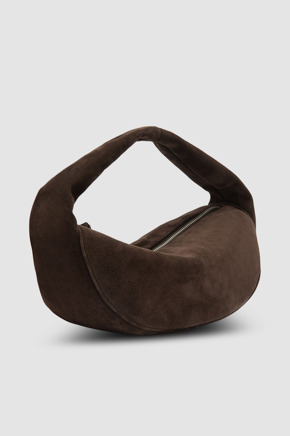 BY FAR Cush Ristretto Suede Leather Shoulder Bag