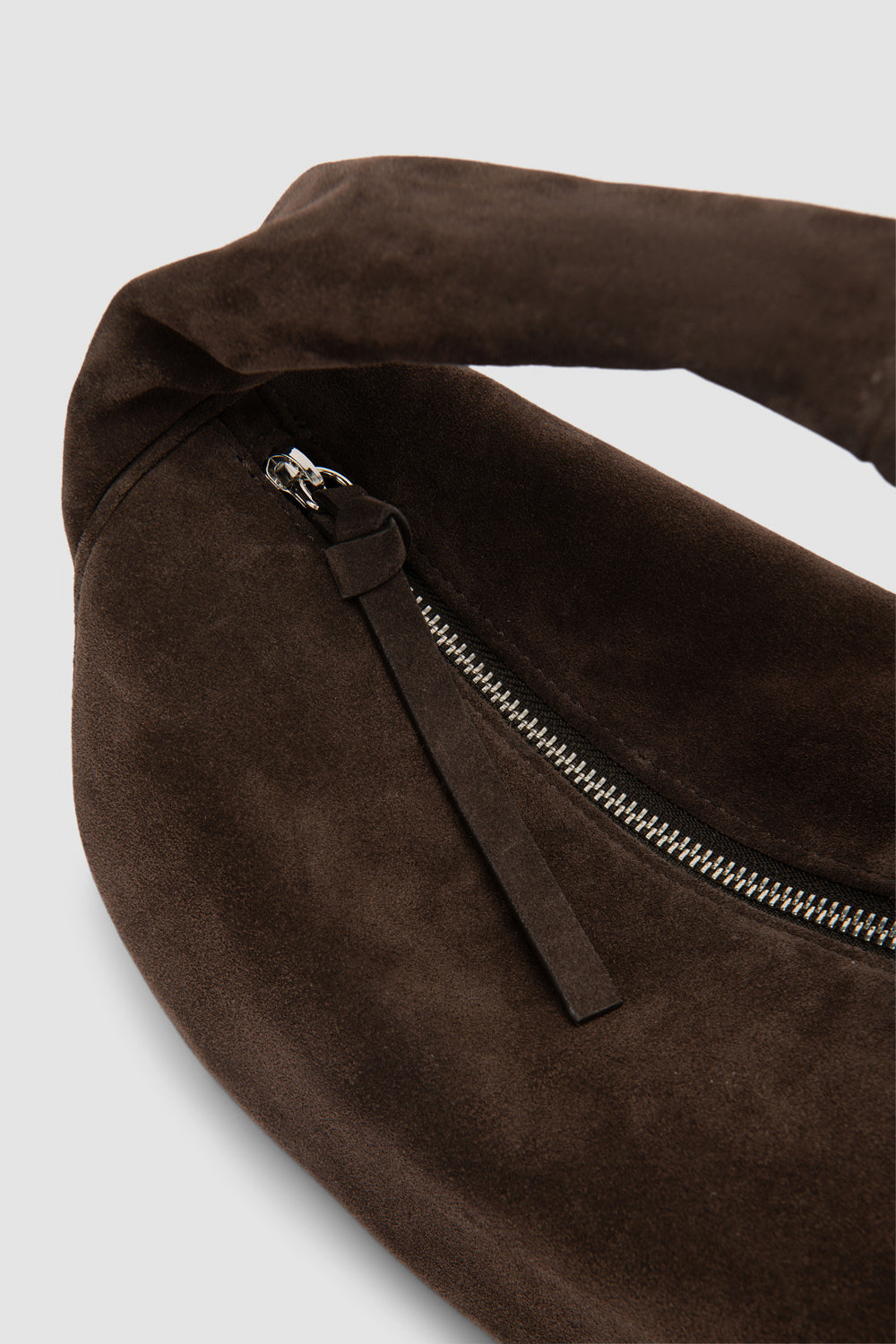 BY FAR Cush Ristretto Suede Leather Shoulder Bag