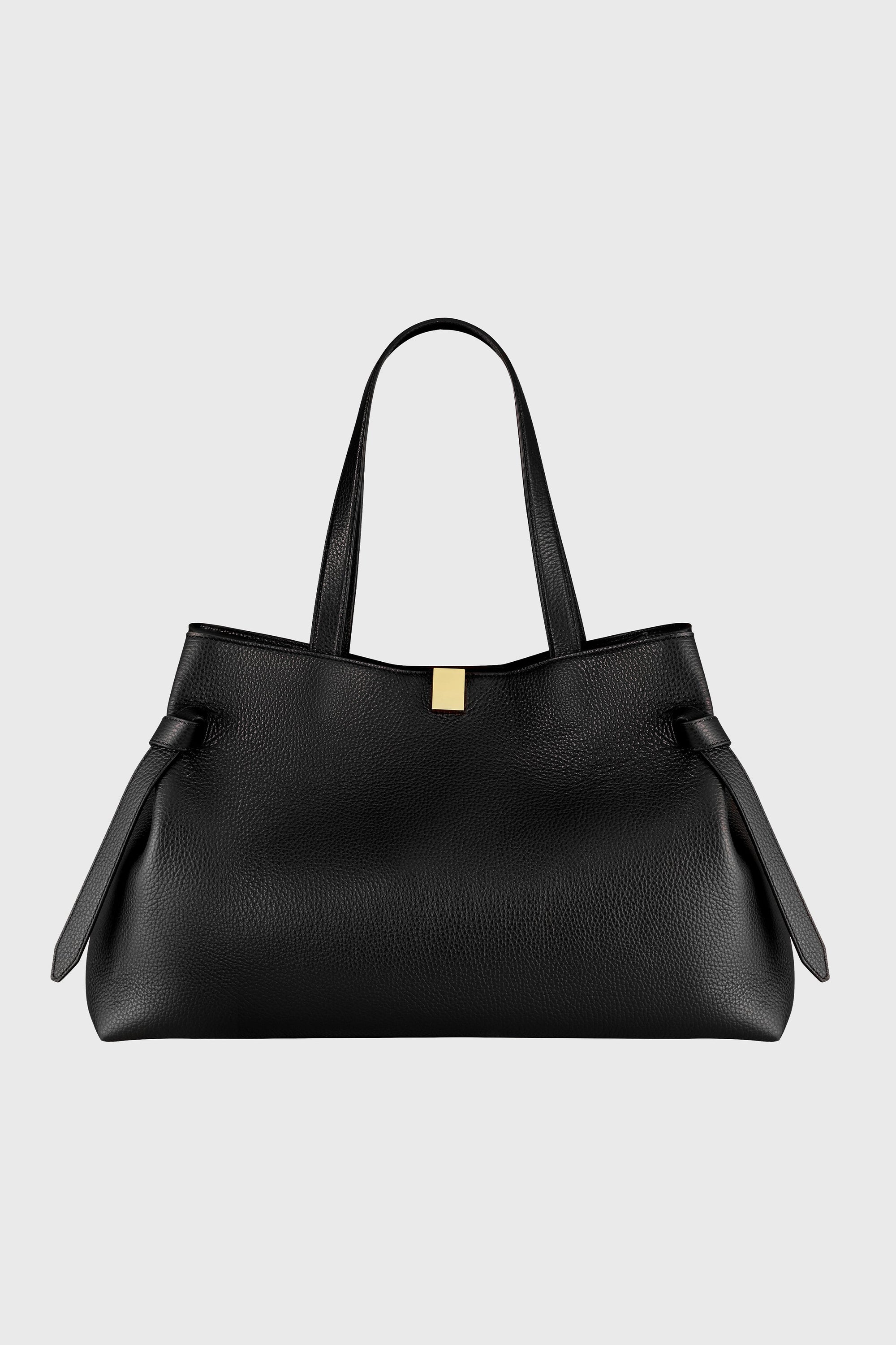 YUZEFI GYOZA TOTE - BLACK PEBBLE GRAINED LEATHER
