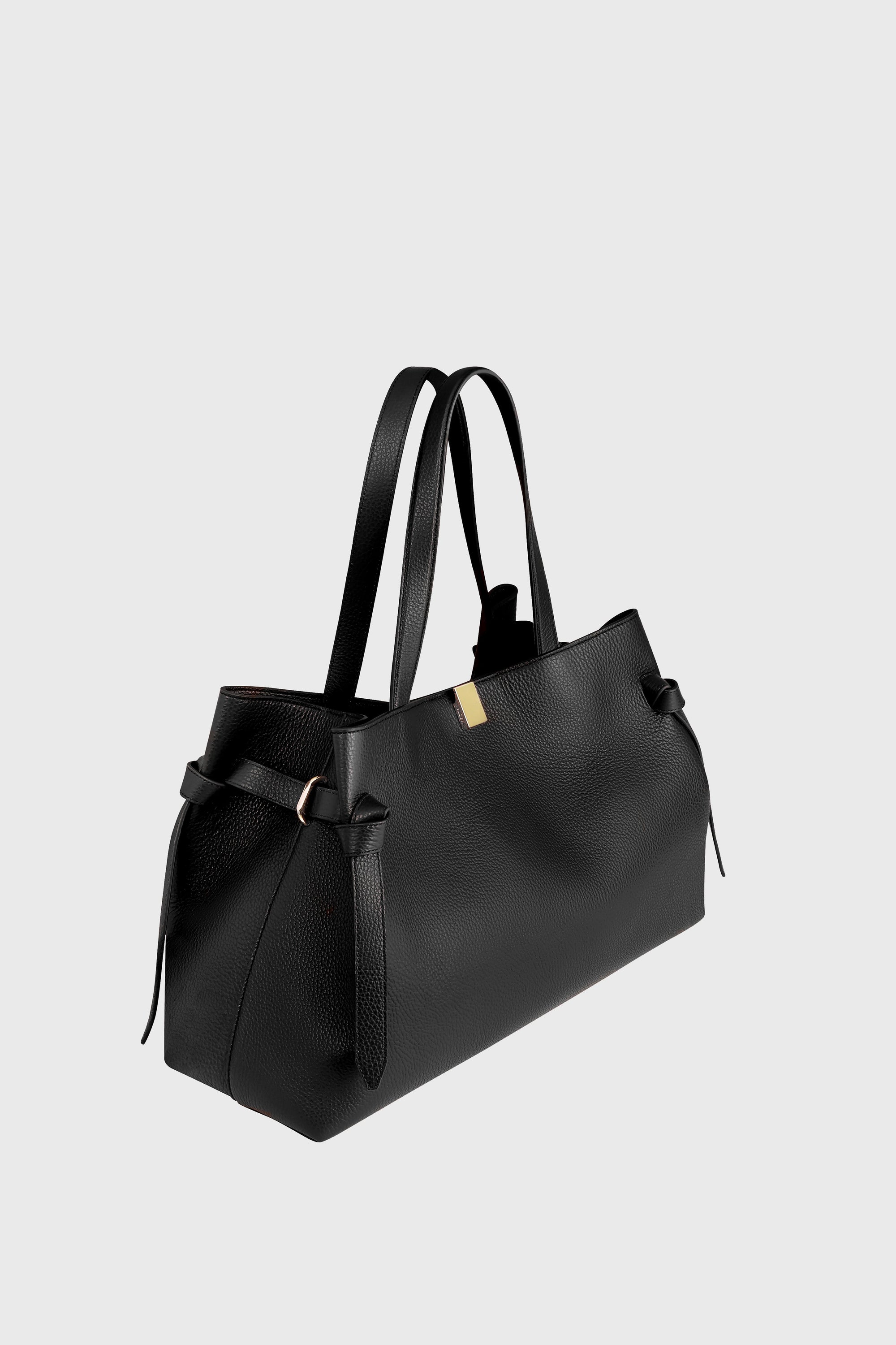 YUZEFI GYOZA TOTE - BLACK PEBBLE GRAINED LEATHER