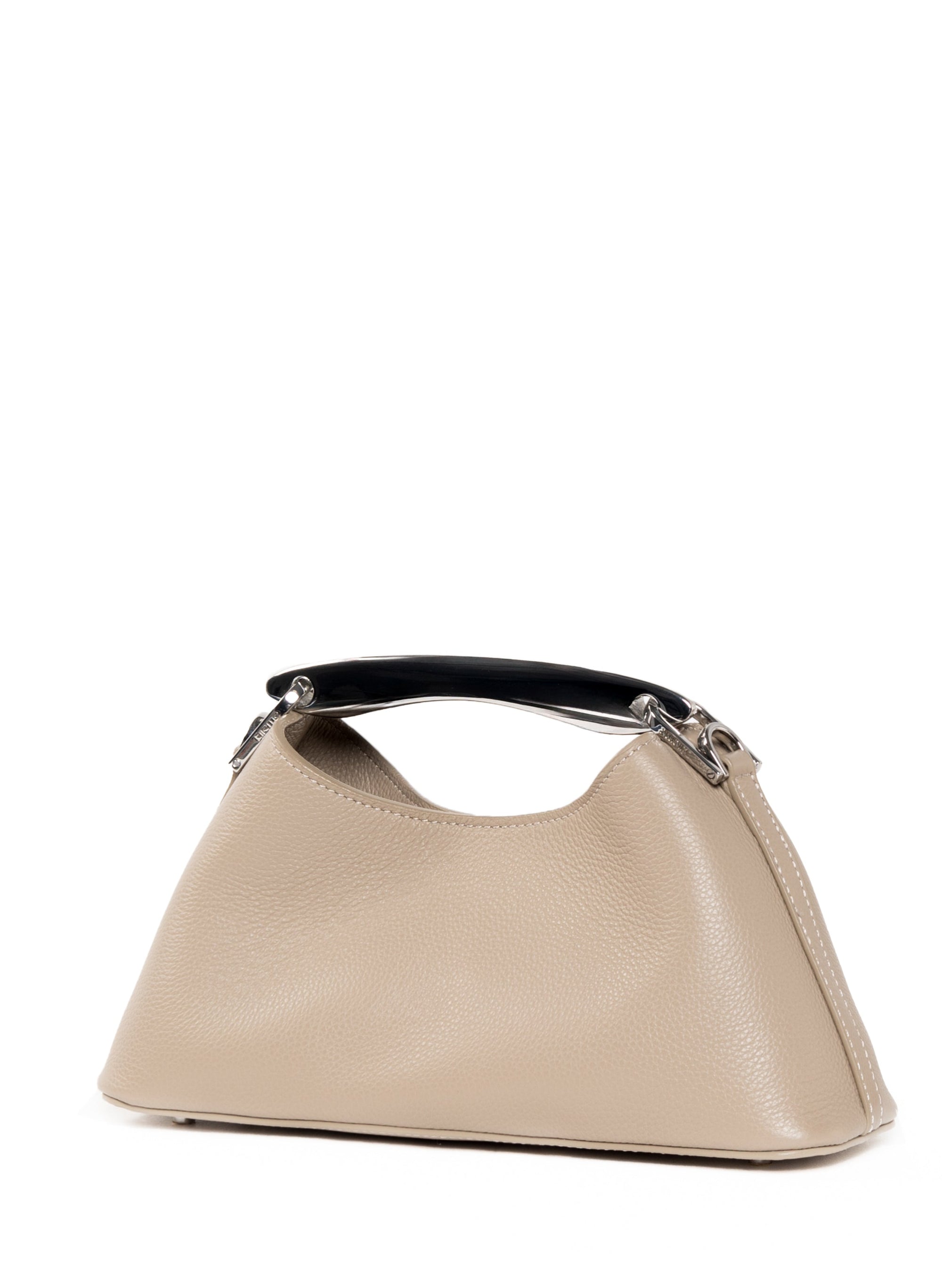 Elleme Mini Boomerang Pebbled Leather Taupe - Silver