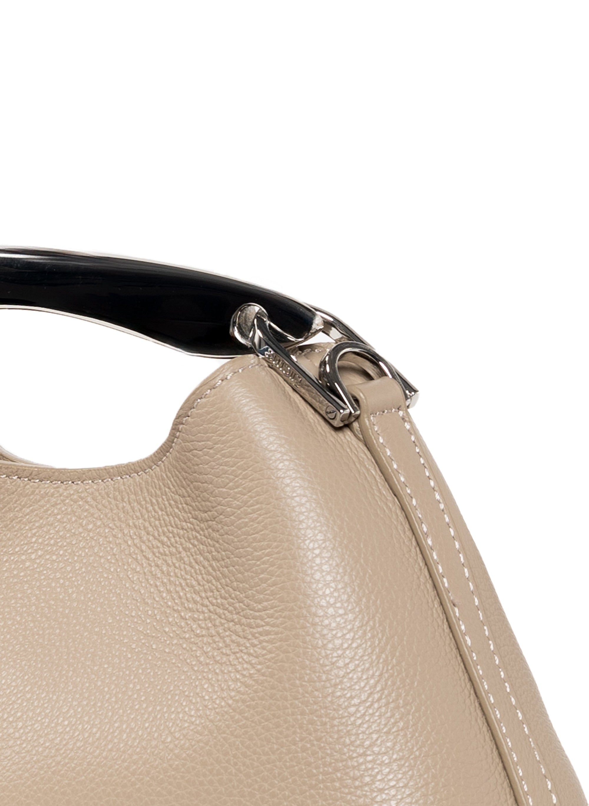 Elleme Mini Boomerang Pebbled Leather Taupe - Silver