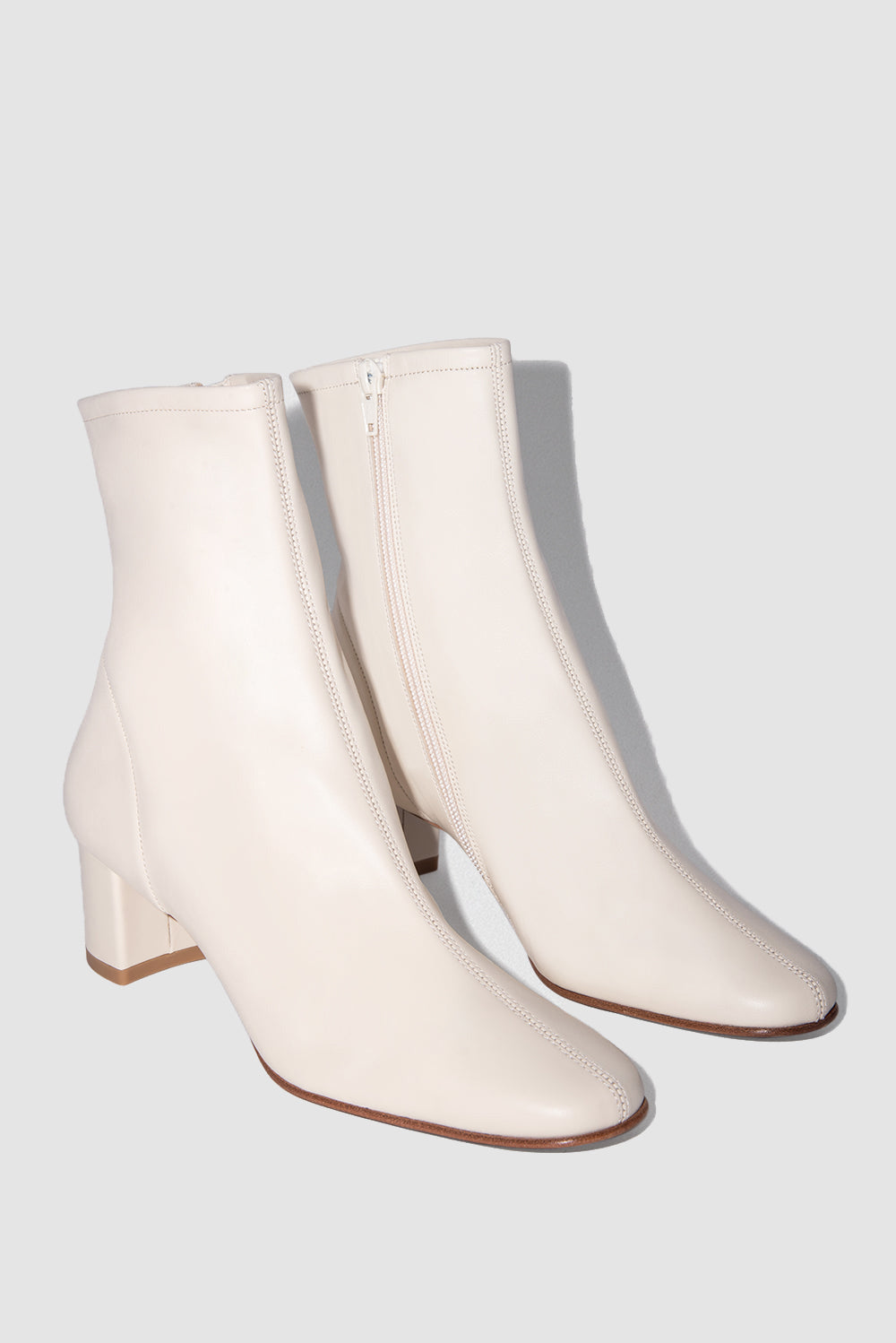 BY FAR Sofia White Leather Ankle Boot