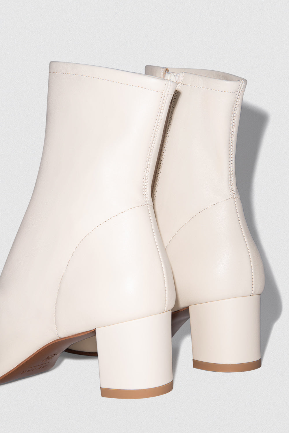 BY FAR Sofia White Leather Ankle Boot