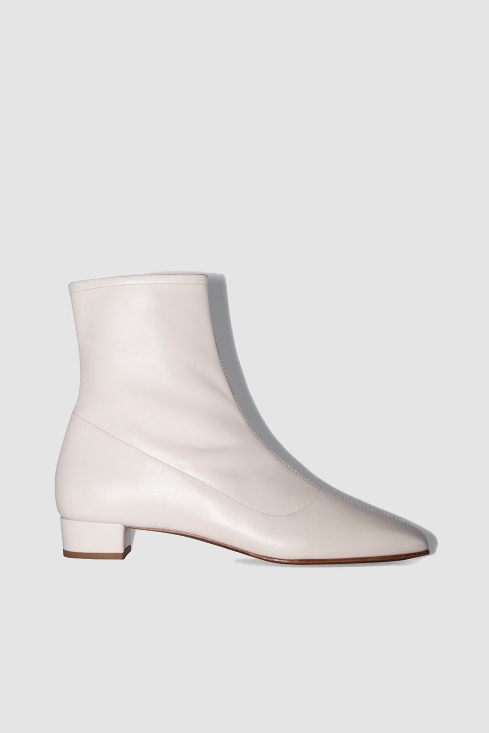BY FAR Este White Leather Ankle Boot