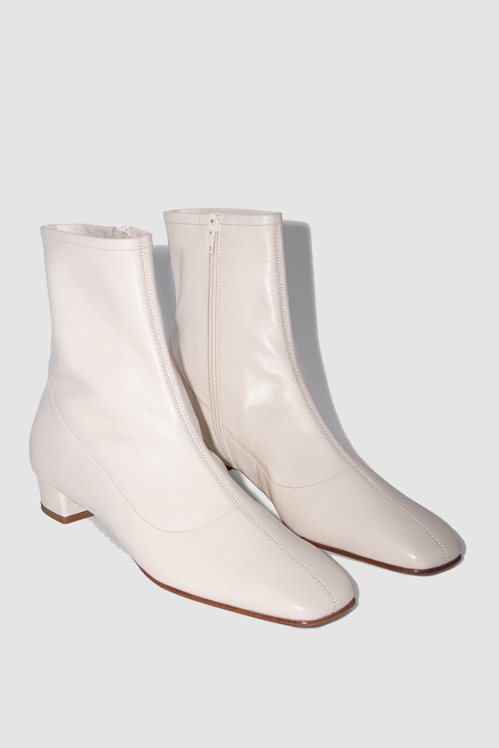 BY FAR Este White Leather Ankle Boot