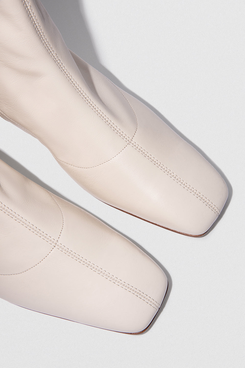 BY FAR Este White Leather Ankle Boot