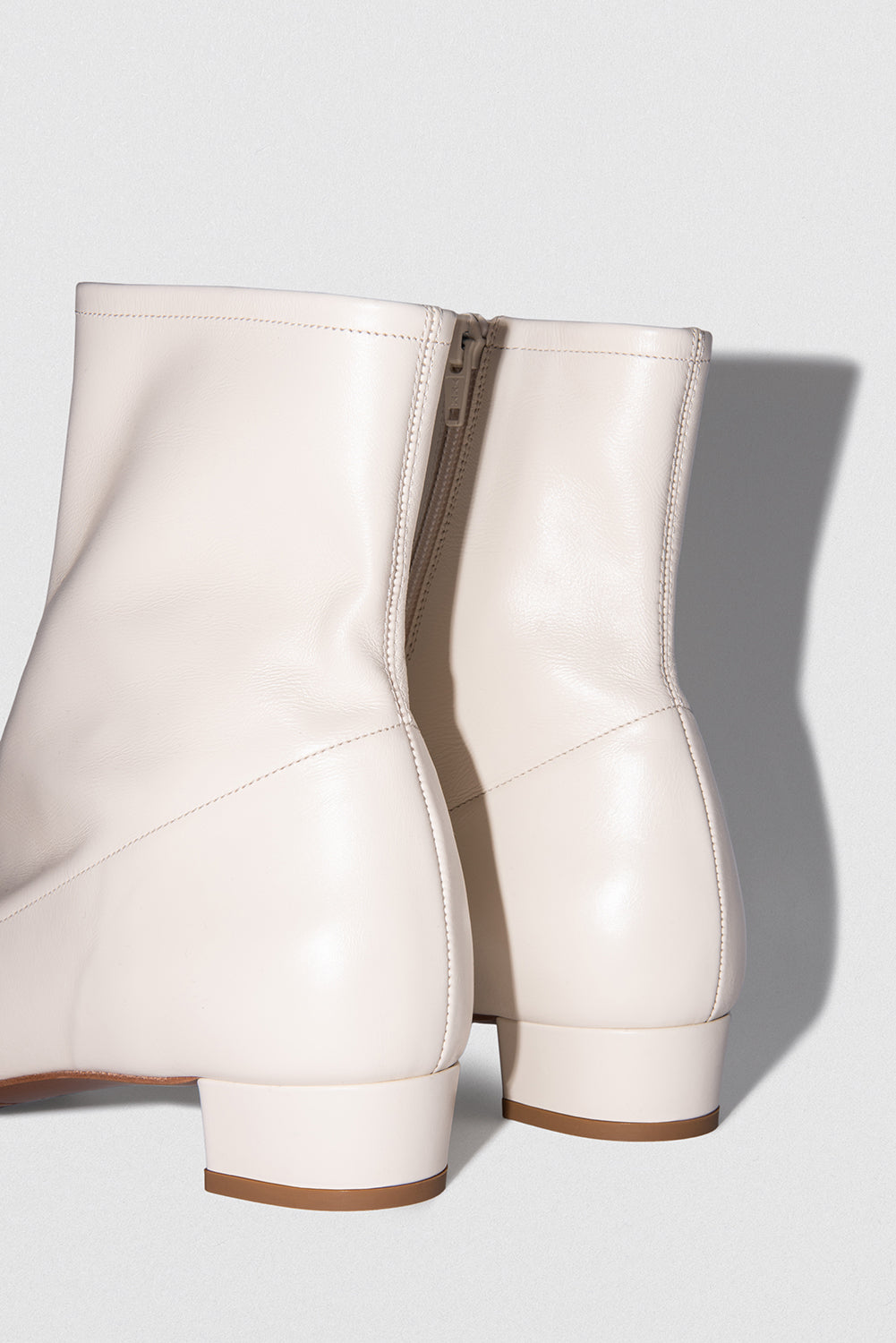 BY FAR Este White Leather Ankle Boot