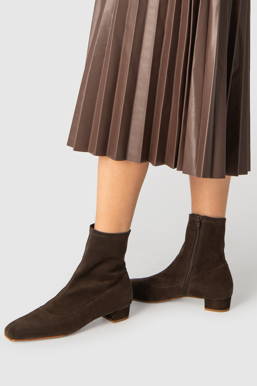 BY FAR Este Ristretto Suede Leather Ankle Boot