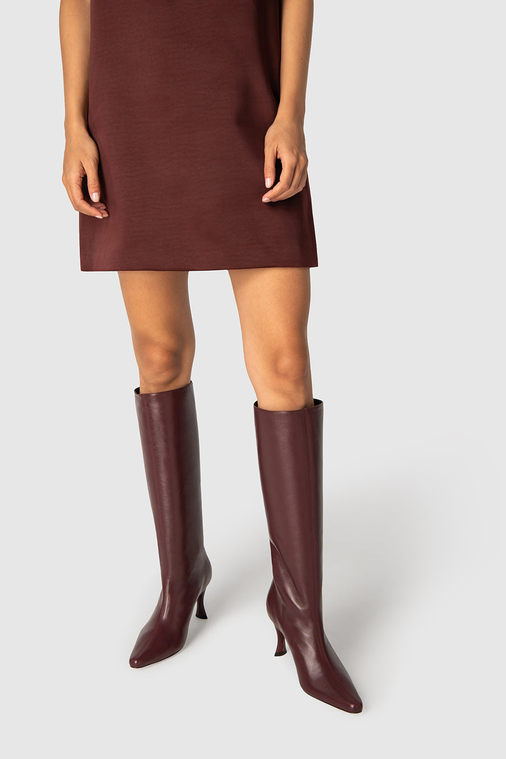 BY FAR Stevie 42 Sour Cherry Lamb Nappa Leather Knee-High Boot