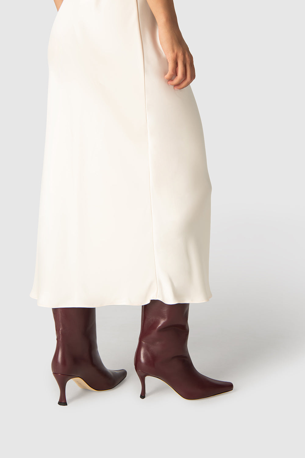 BY FAR Stevie 42 Sour Cherry Lamb Nappa Leather Knee-High Boot