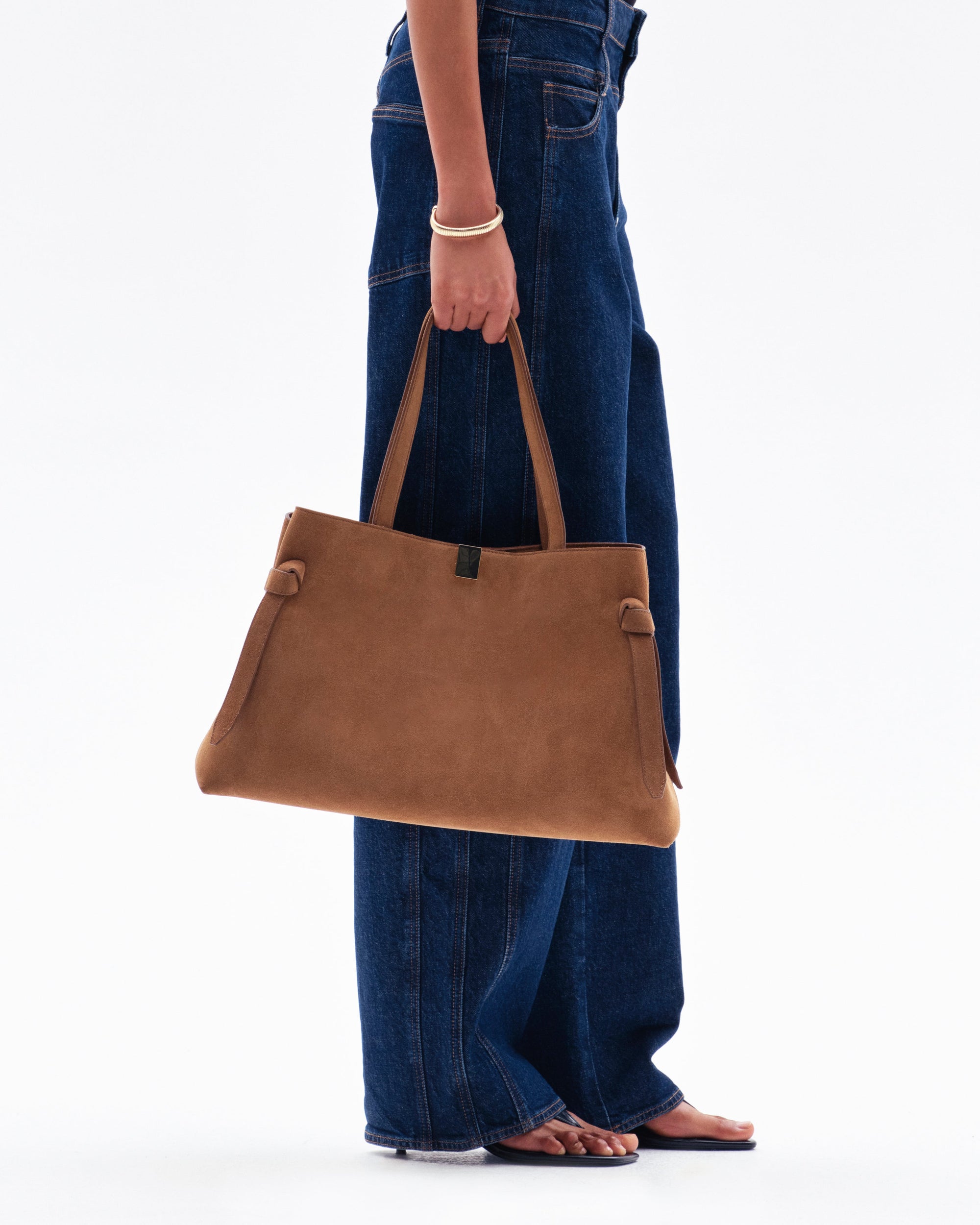 YUZEFI  GYOZA TOTE - COGNAC SUEDE