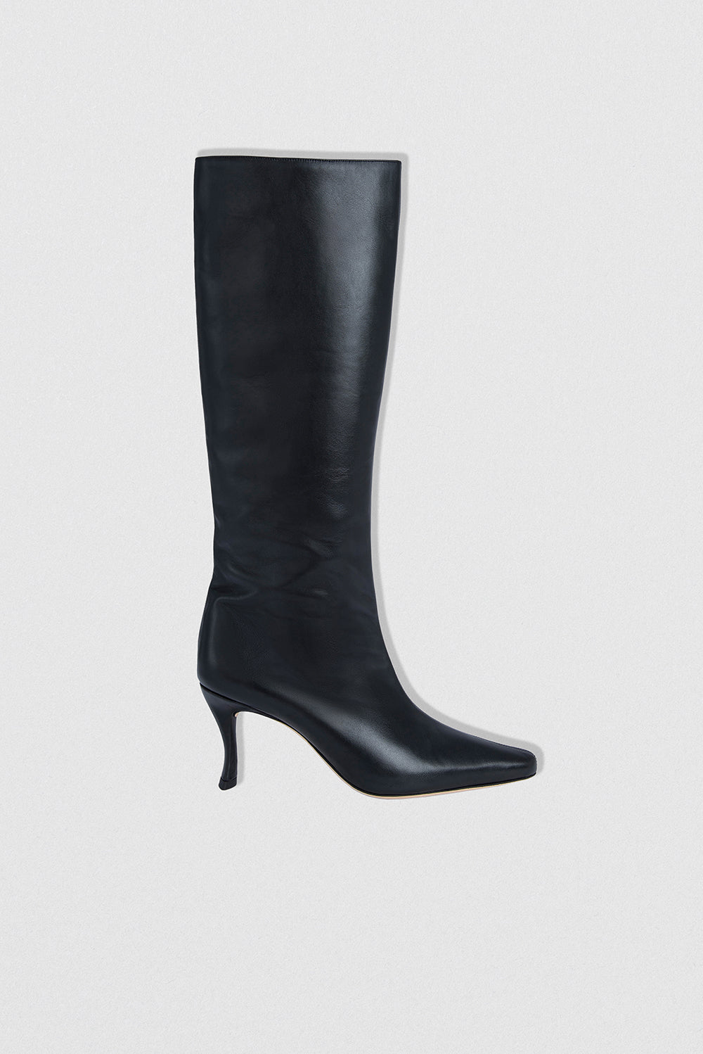BY FAR Stevie 42 Black Smooth Calf Leather Knee-High Boot