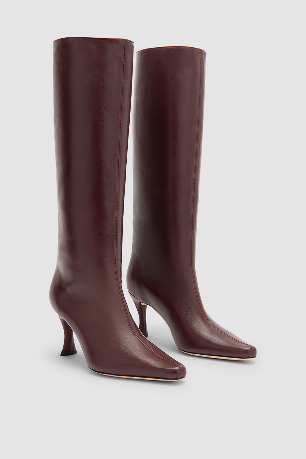 BY FAR Stevie 42 Sour Cherry Lamb Nappa Leather Knee-High Boot