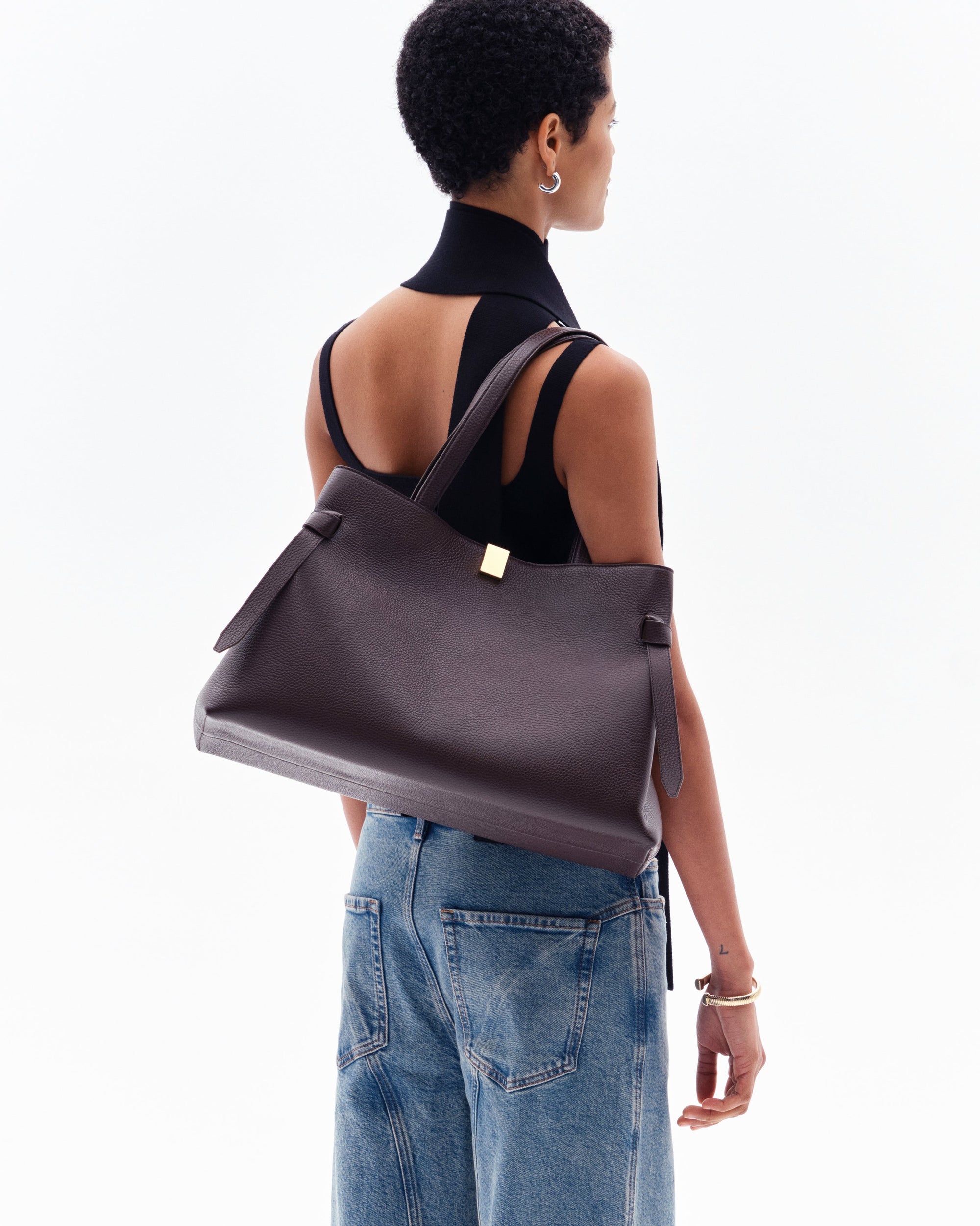 YUZEFI GYOZA TOTE - ESPRESSO PEBBLE GRAINED LEATHER
