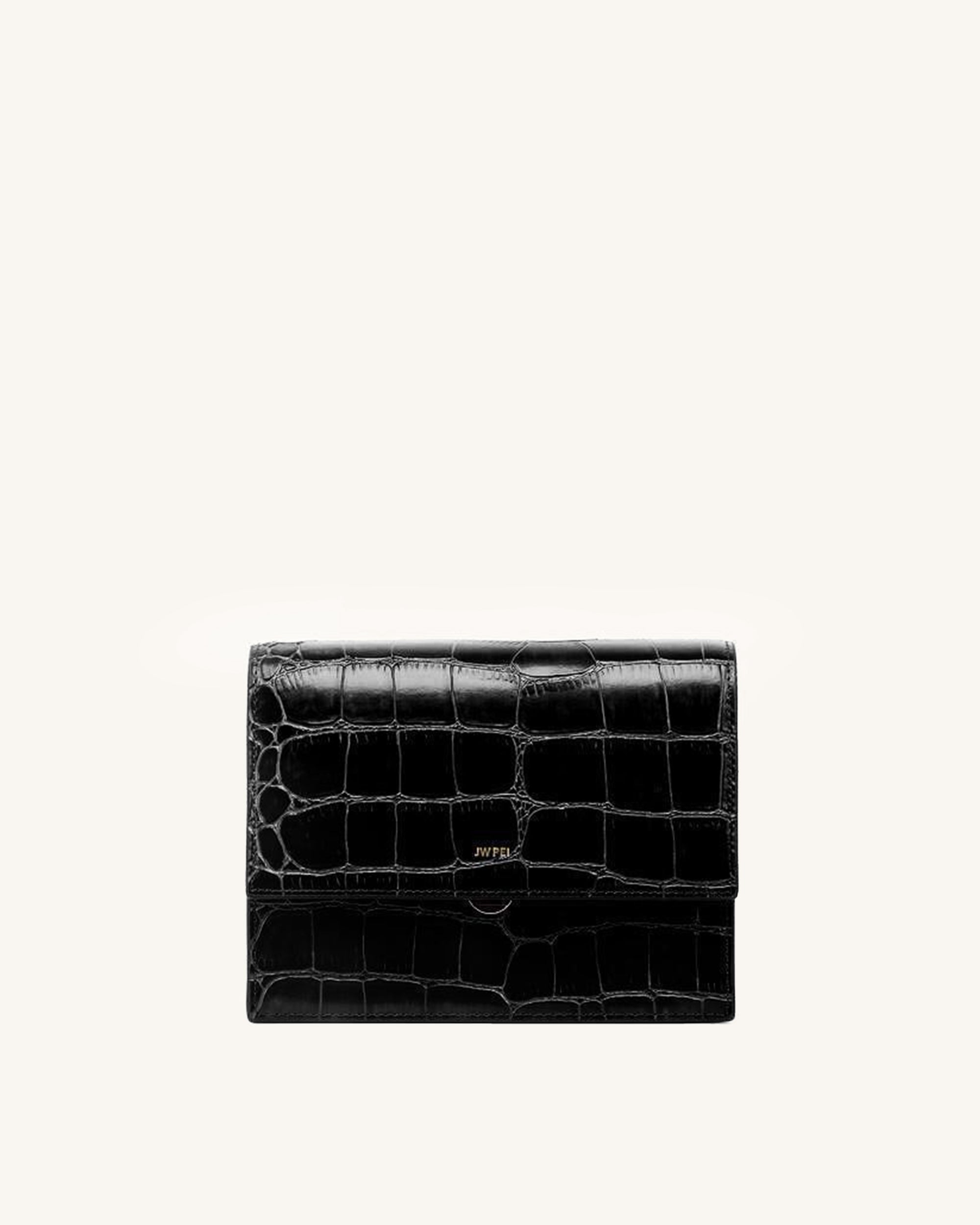 JW PEI Mini Flap Crossbody - Black Croc