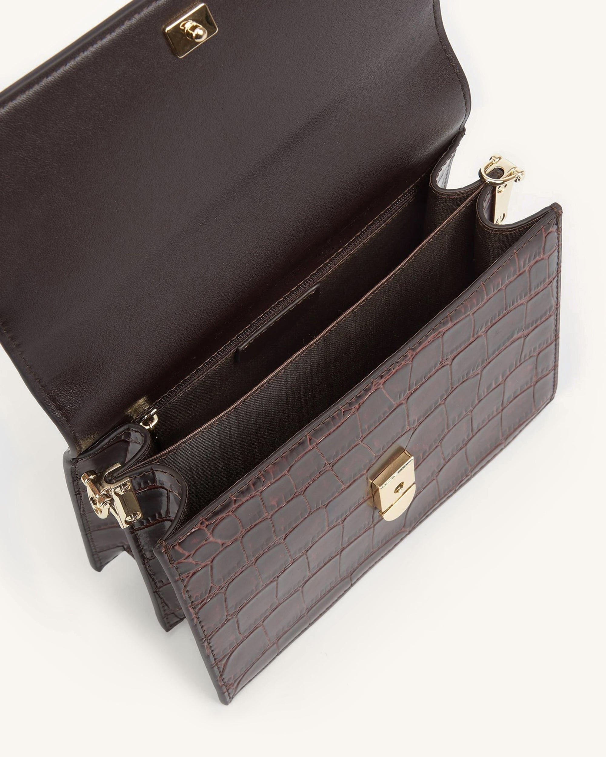 JW PEI Mini Flap Crossbody - Brown Croc