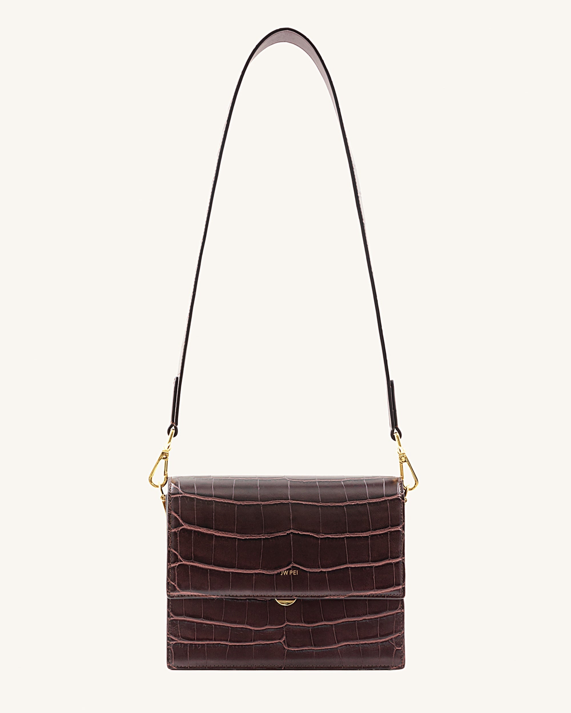 JW PEI Mini Flap Crossbody - Brown Croc