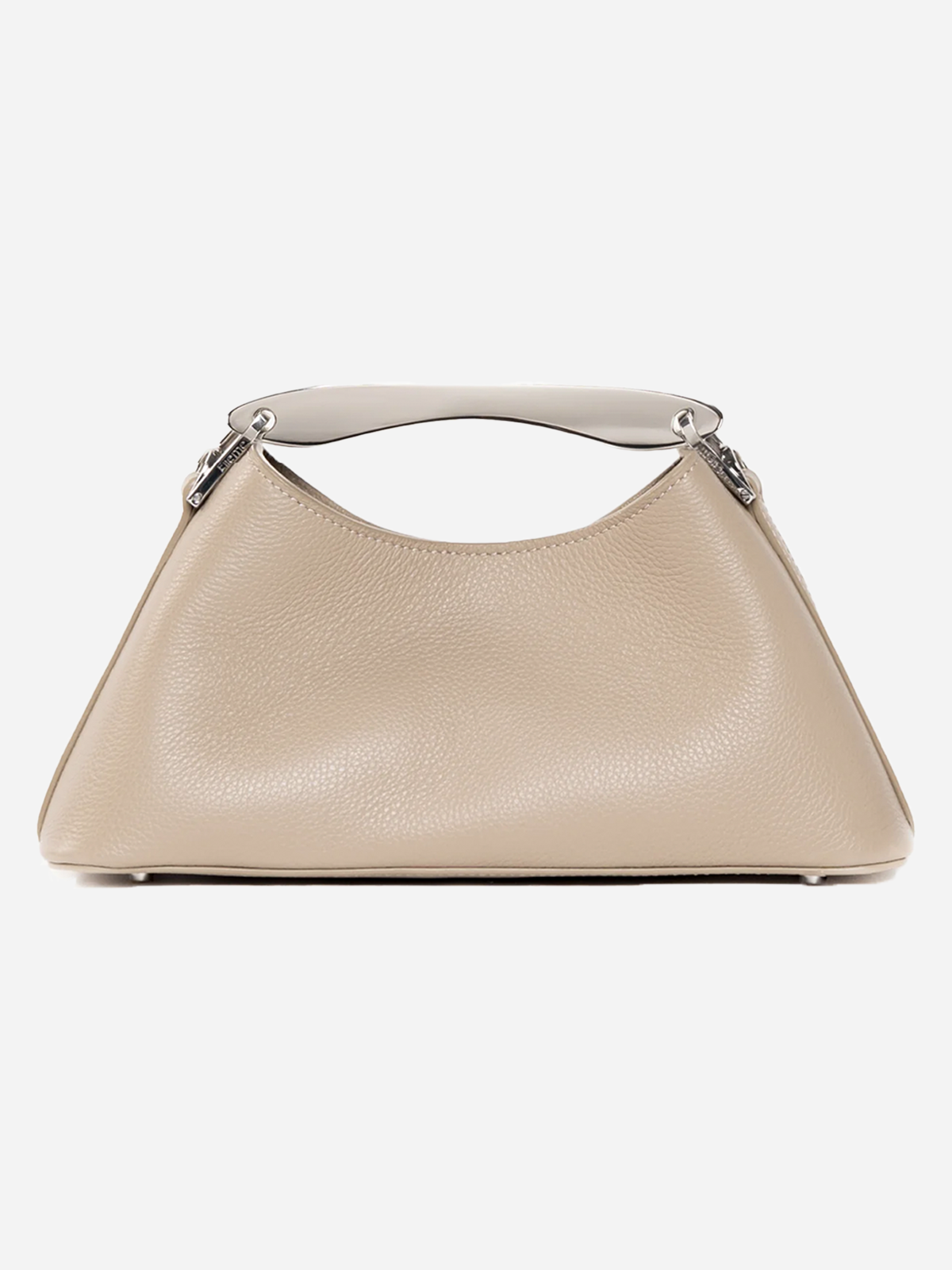 Elleme Mini Boomerang Pebbled Leather Taupe - Silver
