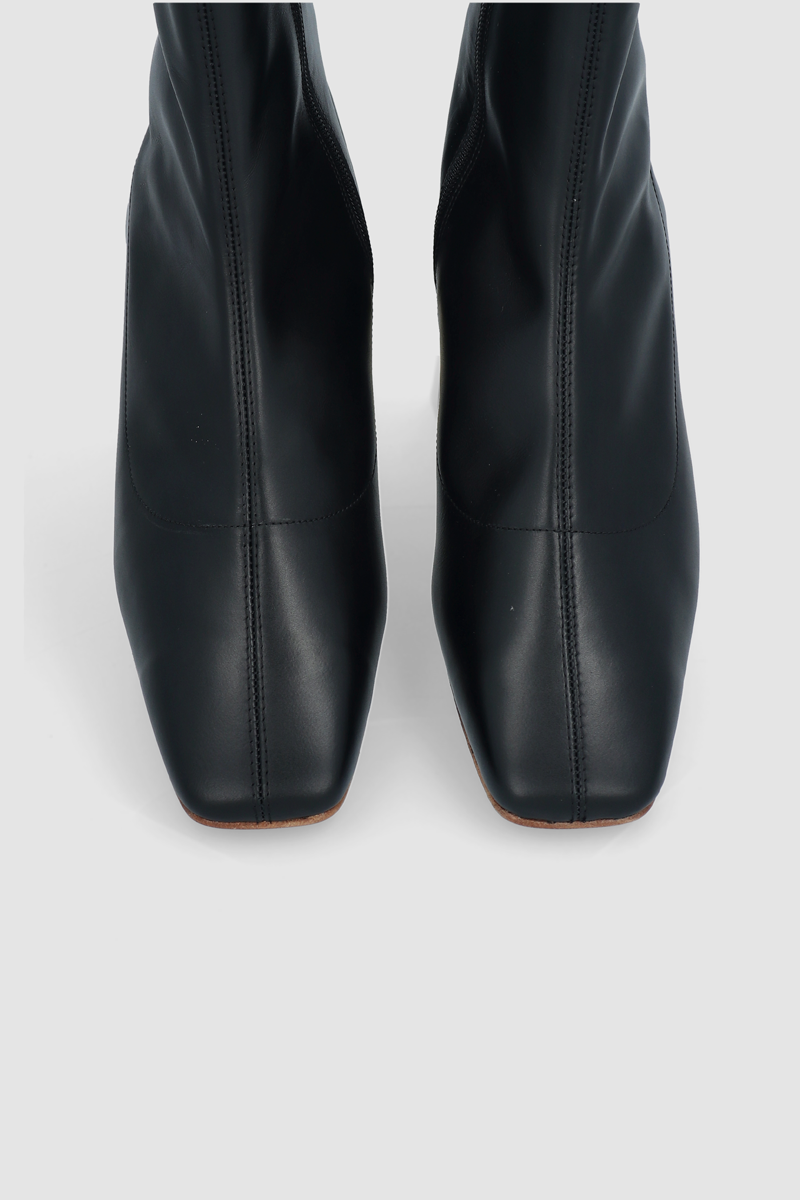BY FAR Este Black Leather Ankle Boot